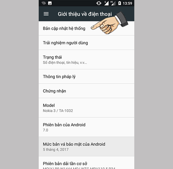 Chọn bản cập nhật hệ thống
